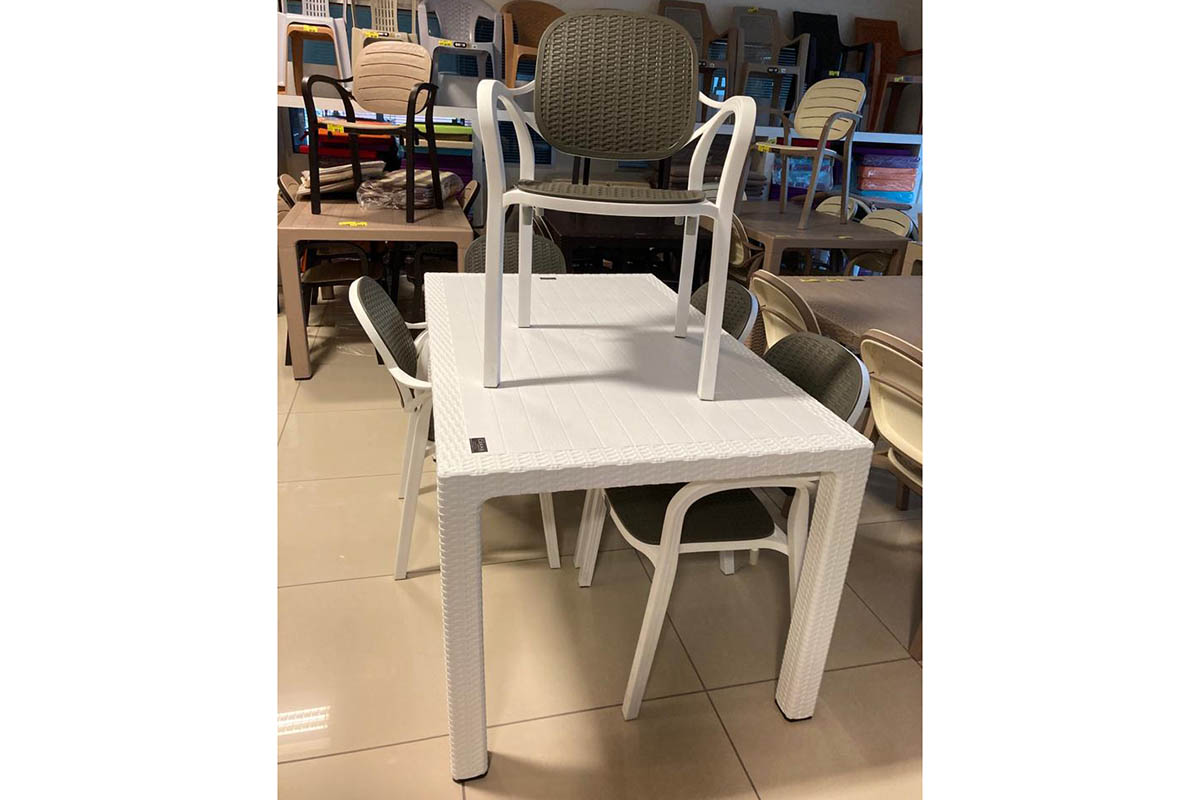 Rattan Cakha Yonca Camsız Set 6 Lı Beyaz-Antr